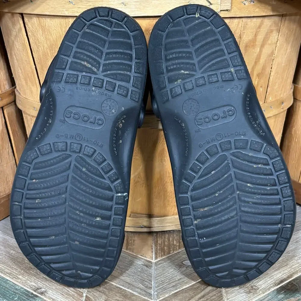 Crocs Reinforce Closed Toe Cap Toe Black Rubber Unisex Clogs Mens Size 8